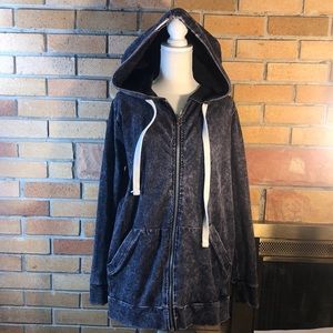 Faded bleached destroyed zip hoodie